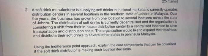 transportation and logistics 2. A soft drink