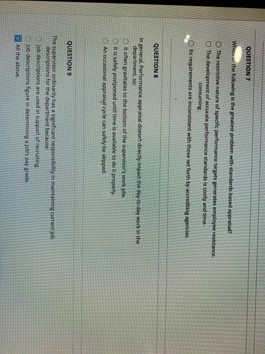 QUESTION 7 Which of the following is the greatest