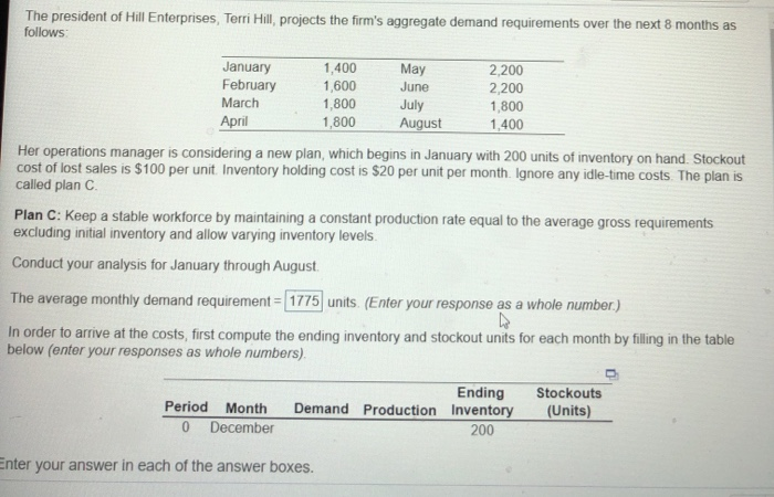 In order to arrive at the costs, first compute