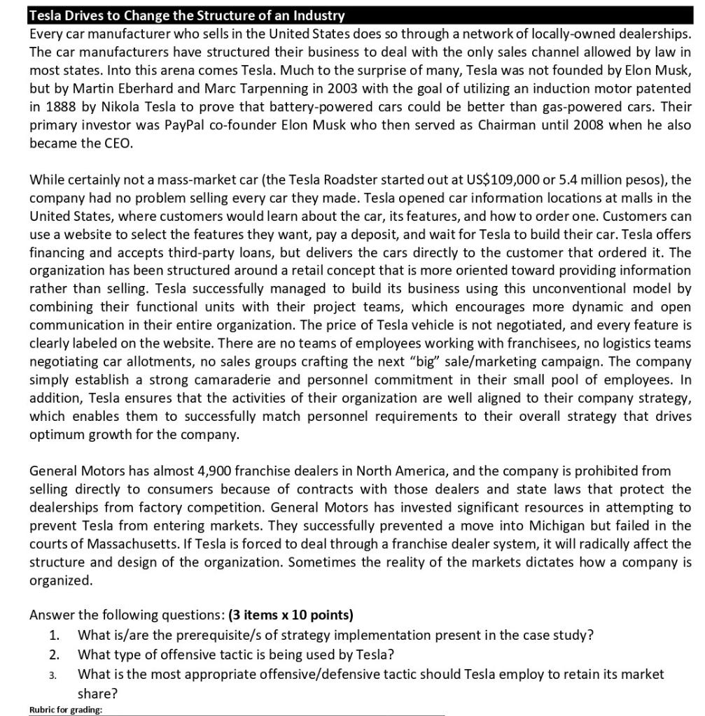 Tesla Drives to Change the Structure of an