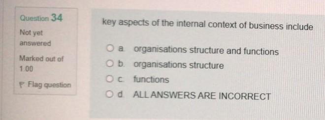 Question 34 key aspects of the internal context