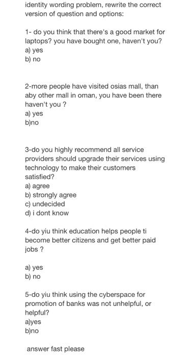 identity wording problem, rewrite the correct