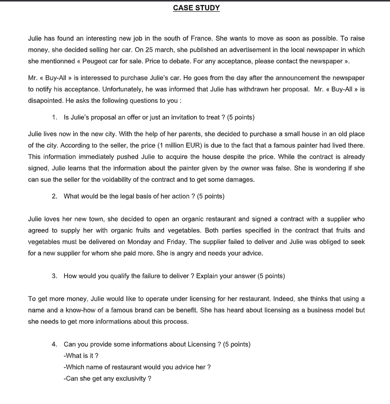 CASE STUDY Julie has found an interesting new job