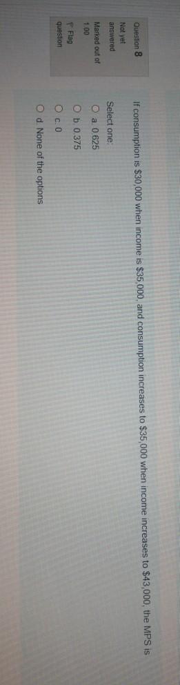 If consumption is $30,000 when income is $35,000,