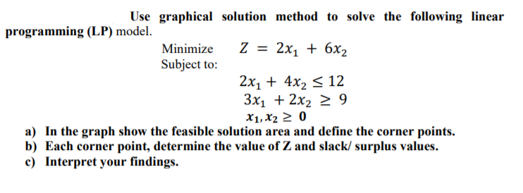 Use graphical solution method to solve the