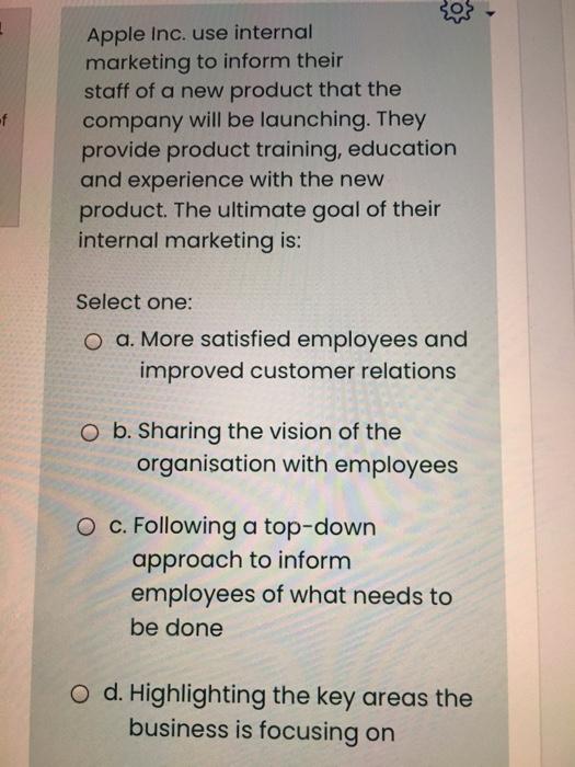 3 f Apple Inc. use internal marketing to inform