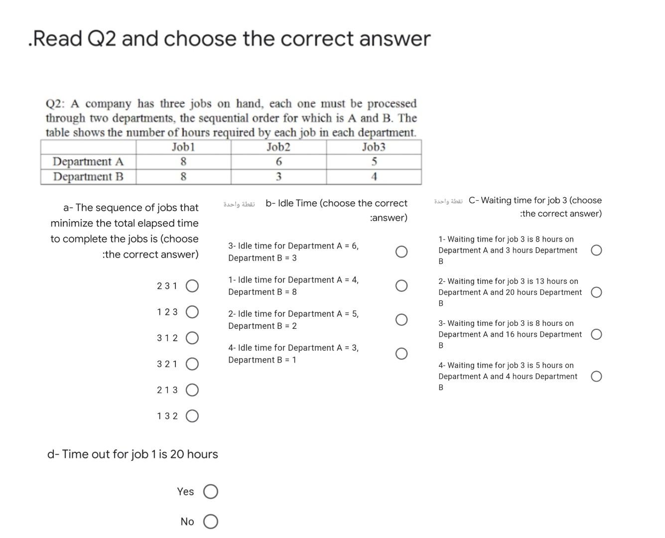 answer all please. .Read Q2 and choose the