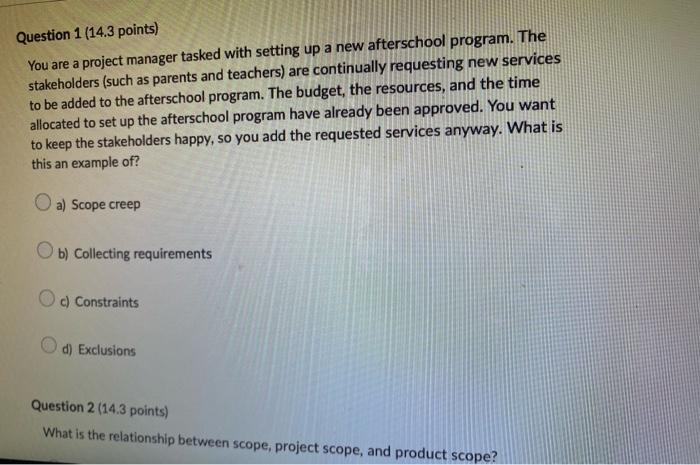 please do all questions You are a project manager