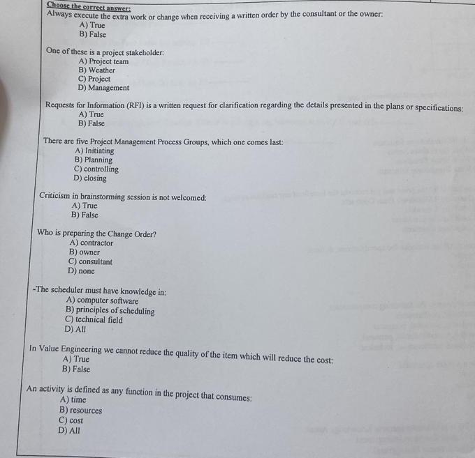 Choose the correct answer Always execute the