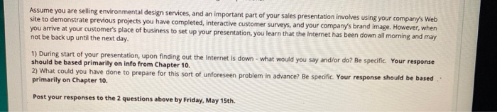 Assume you are selling environmental design