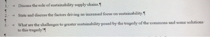 2. + Discuss the role of sustainability-supply
