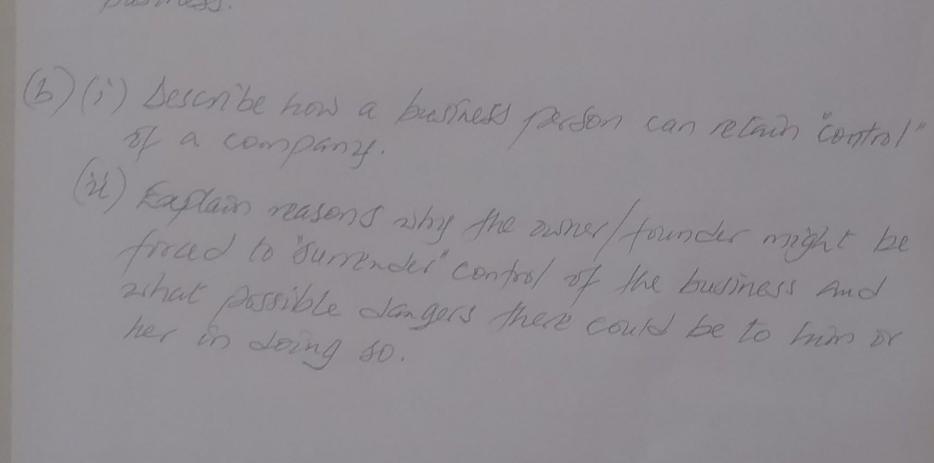 (b)(i) Describe how a business person can retain