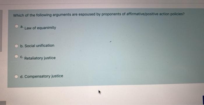 Which of the following arguments are espoused by