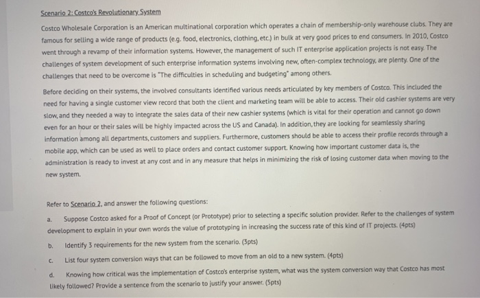 informations systems, please urgent!! Scenario