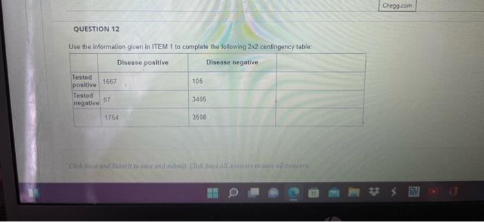 Chegg.com QUESTION 12 Use the information given