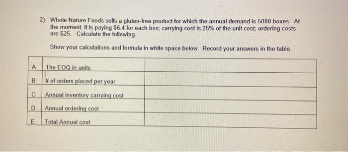 2) Whole Nature Foods sells a gluten-free product