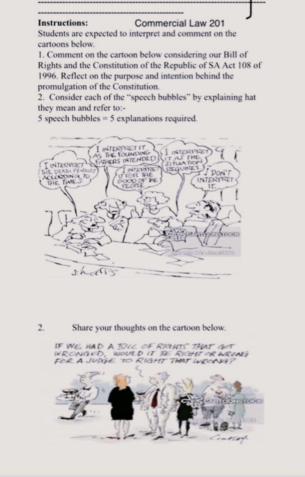 sthhi Instructions: Commercial Law 201 Students