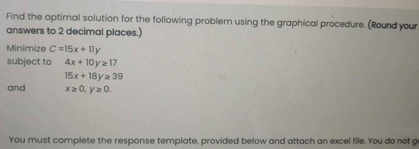 Find the optimal solution for the following