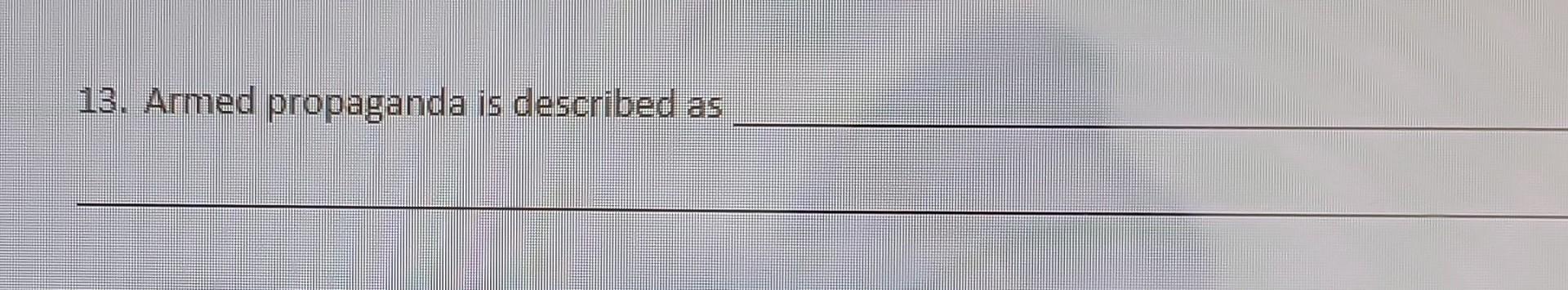 13. Armed propaganda is described as