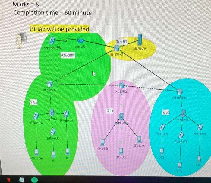 Marks = 8 Completion time - 60 minute PT lab will
