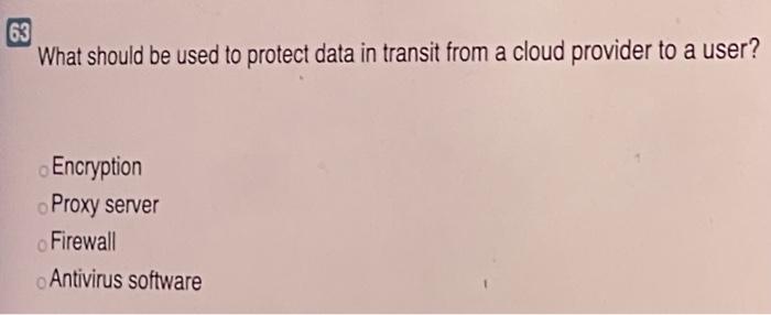 63 What should be used to protect data in transit