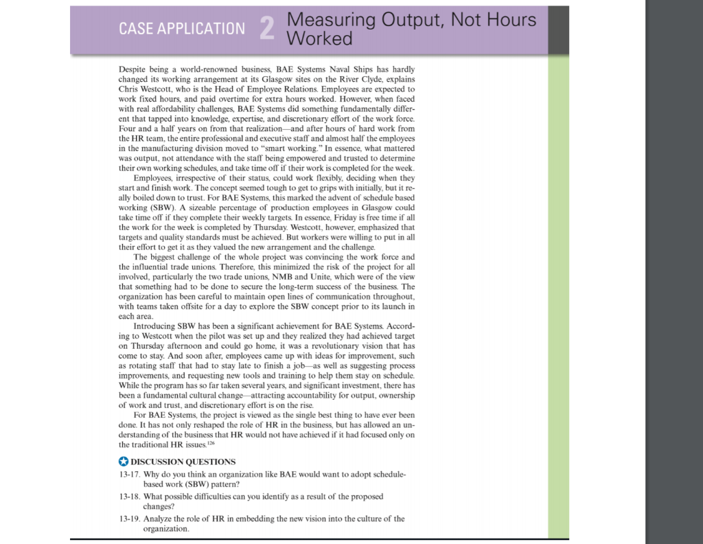 CASE APPLICATION 2 Measuring Output, Not Hours