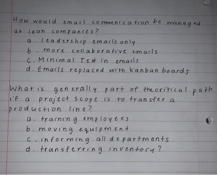 How would email communication be managed at lean