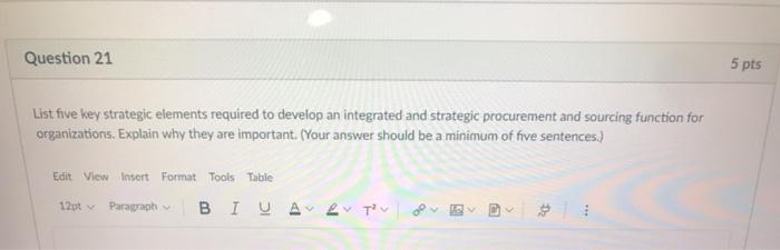 purchasing and supply management Question 21 5