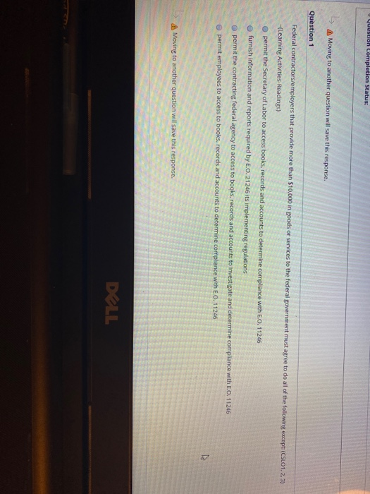 question completion Status: Moving to another