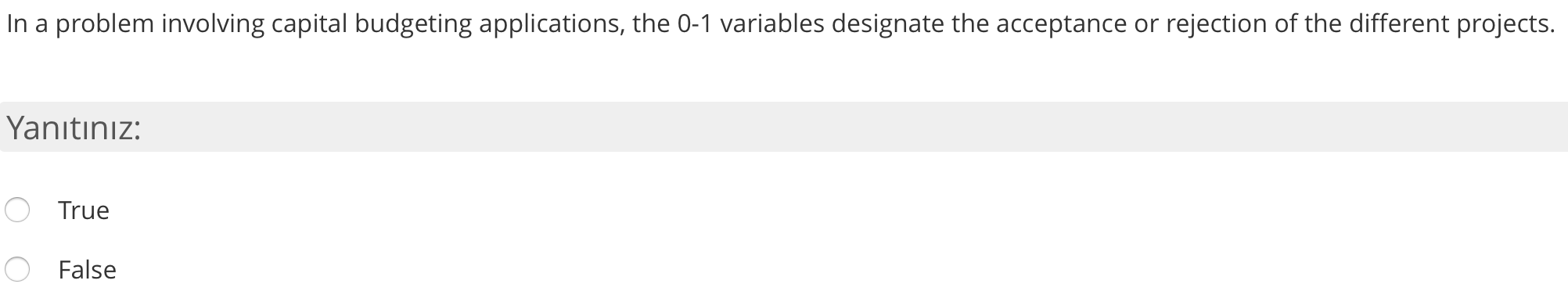 In a problem involving capital budgeting