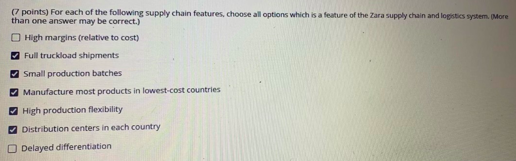 (7 points) For each of the following supply chain