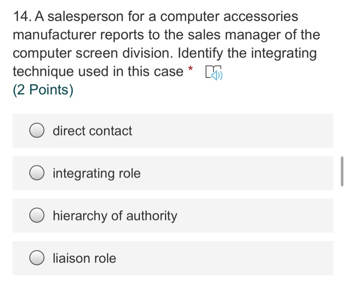 14. A salesperson for a computer accessories