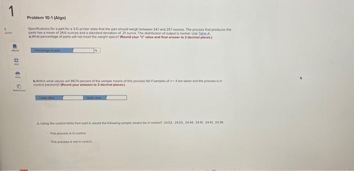 1 Problem 10-1 (Algo) 5 Specifications for a part