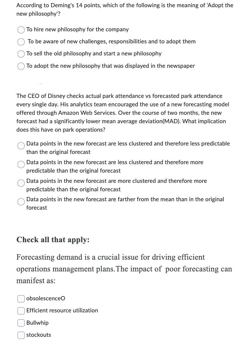 According to Deming's 14 points, which of the