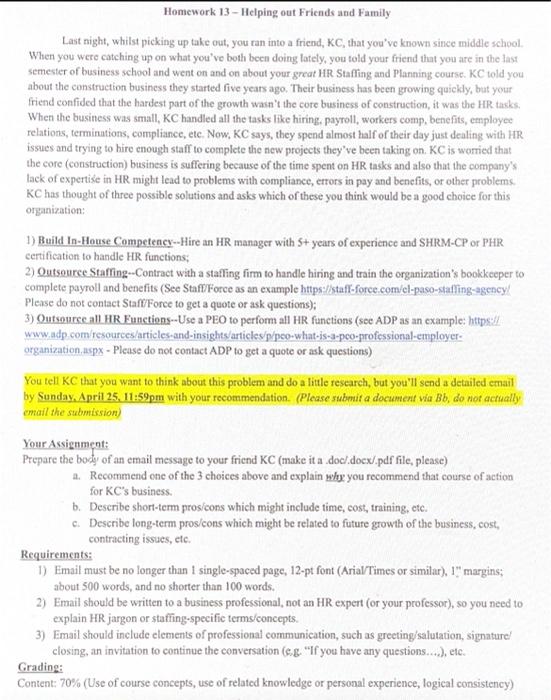 Homework 13 - Helping out Friends and Family Last