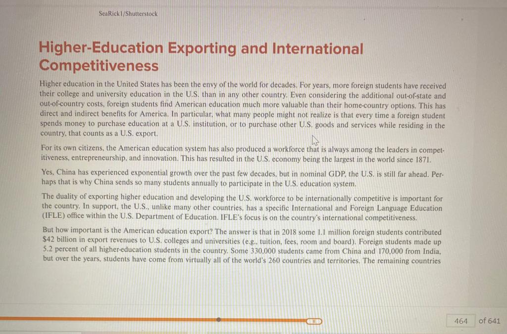 Sea Rick1/Shutterstock Higher Education Exporting