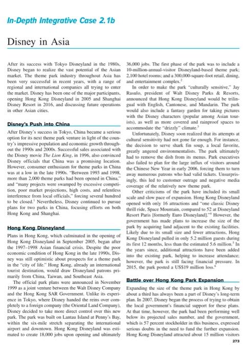 In-Depth integrative Case 2. 1b Disney in Asia