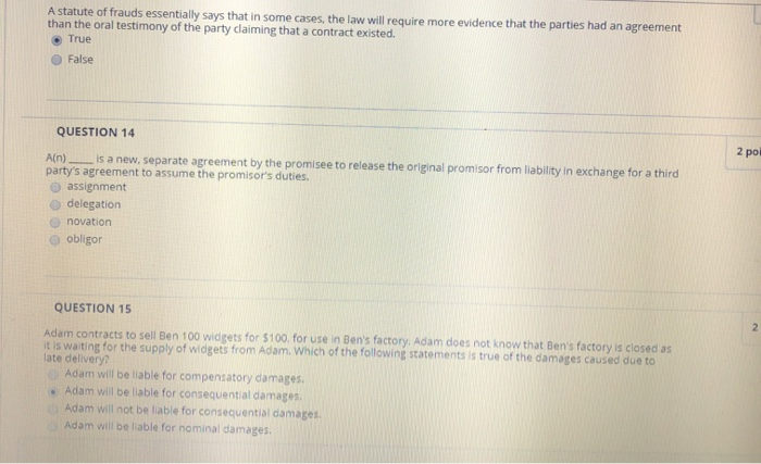 all 3 questions A statute of frauds essentially