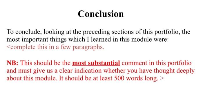 Sustainabitly and greed Module . Conclusion To