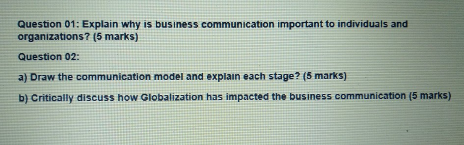 Question 01: Explain why is business