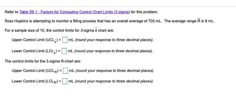 Refer to Table 56.1 - Factors for Computing