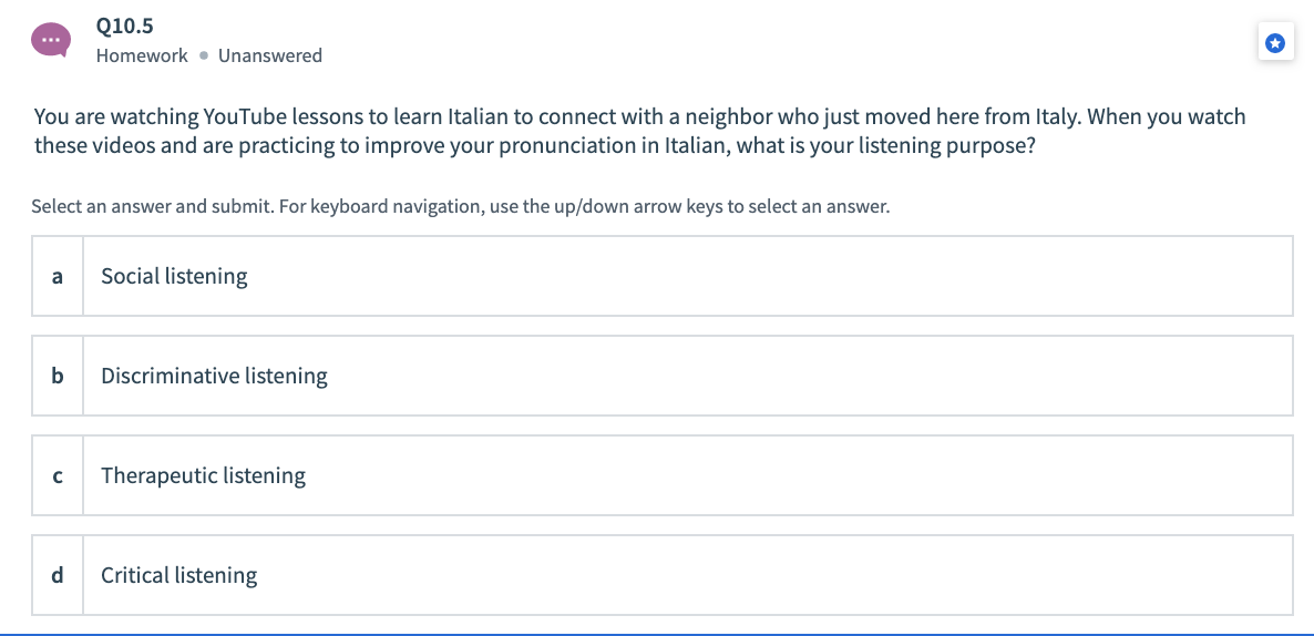 Q10.5 Homework. Unanswered You are watching