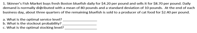 1. Skinner's Fish Market buys fresh Boston