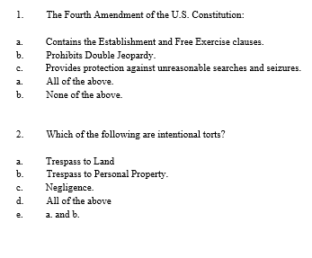 1. The Fourth Amendment of the U.S. Constitution: