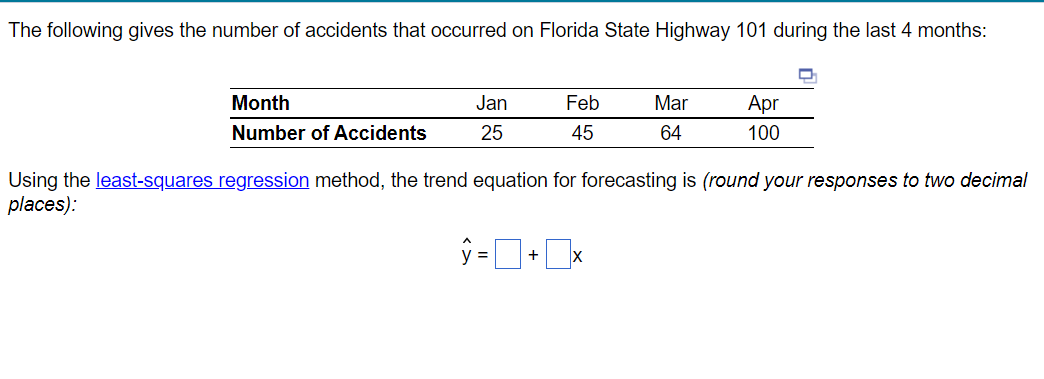 The following gives the number of accidents that
