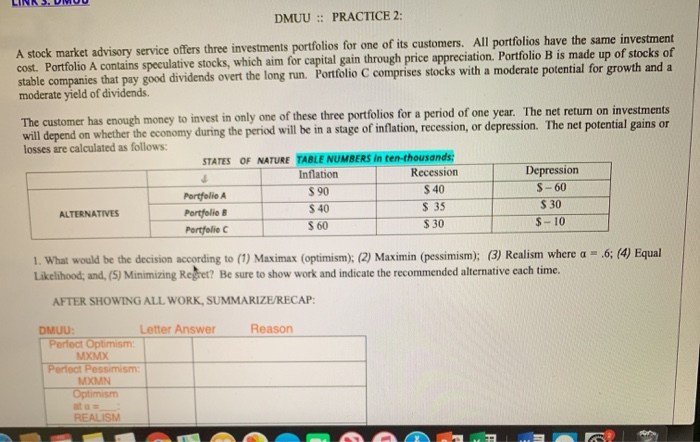 DMUU : PRACTICE 2: A stock market advisory