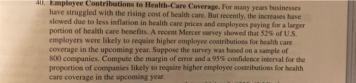 40. Employee Contributions to Health-Care