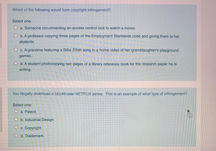 Which of the following would form copyright