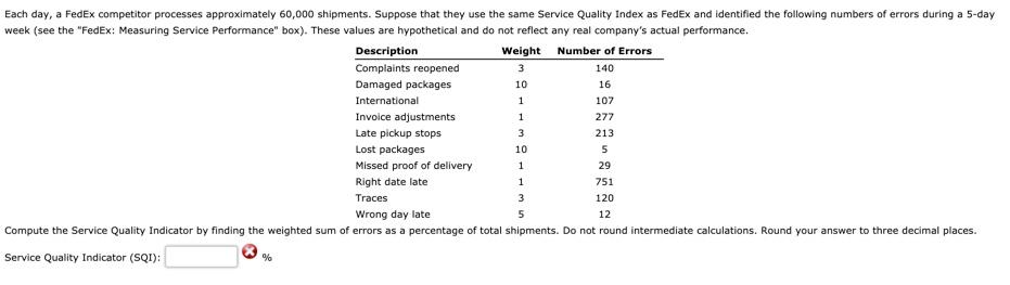Each day, a FedEx competitor processes