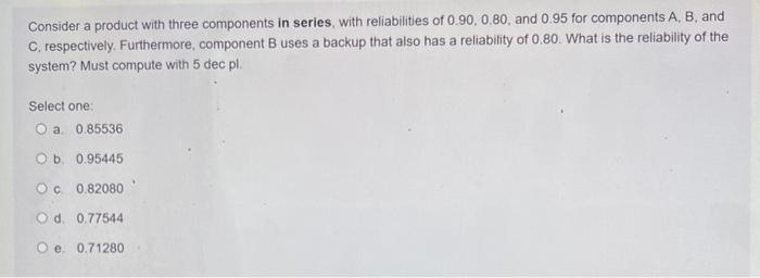 Consider a product with three components in